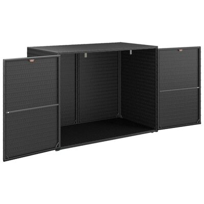vidaXL Garden Storage Cabinet Black 39.4"x21.9"x31.5" Poly Rattan