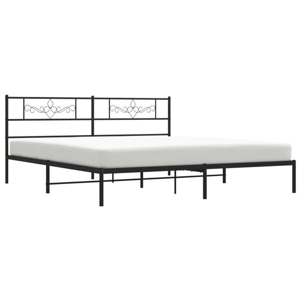 vidaXL Bed Frame Black Powder-Coated Steel Double Bed Frame