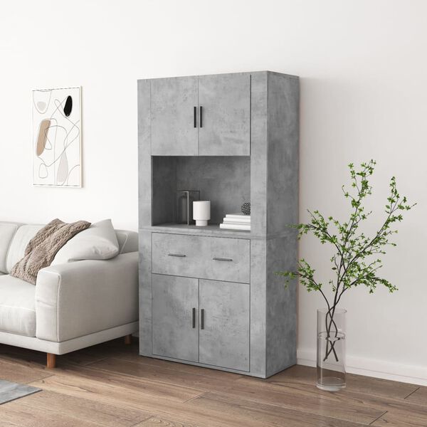 vidaXL Highboard Concrete Grey Engineered Wood Highboard Rectangular