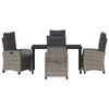 vidaXL Garden Dining Set with Cushion 5 pcs Grey Poly Rattan