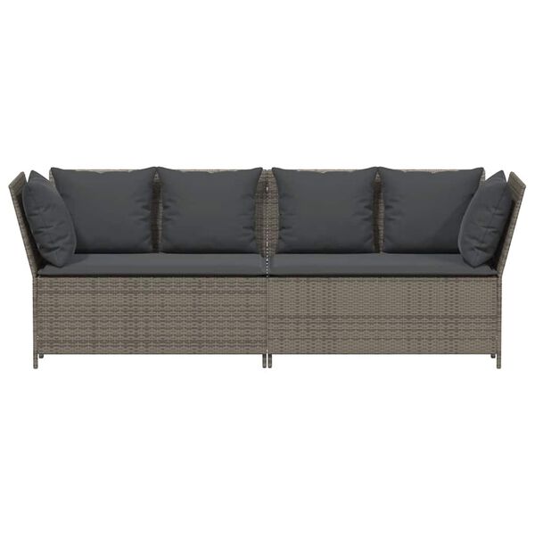 vidaXL Garden Sofa Grey PE rattan, powder-coated steel, polyester