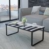 vidaXL Coffee Table Black and White Tempered Glass, Iron Small Modern