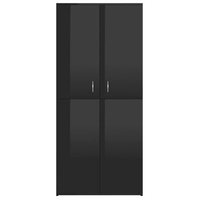 vidaXL Shoe Cabinet High Gloss Black 31.5"x15.4"x70.1" Engineered Wood