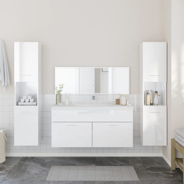 vidaXL Bathroom Furniture Set High gloss white Engineered wood