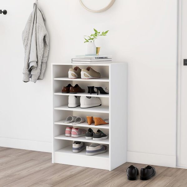 vidaXL Shoe Cabinet White Engineered Wood 23.6 x 13.8 x 36.2 in