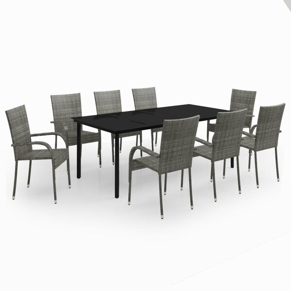 vidaXL Garden Dining Set Grey and Black