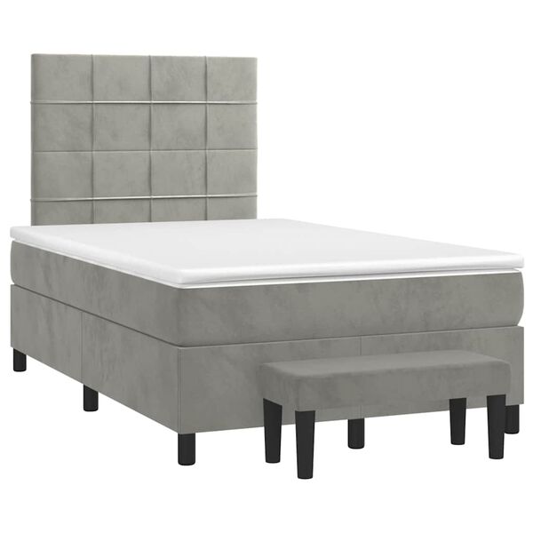 vidaXL Box Spring Bed with Mattress Light Grey