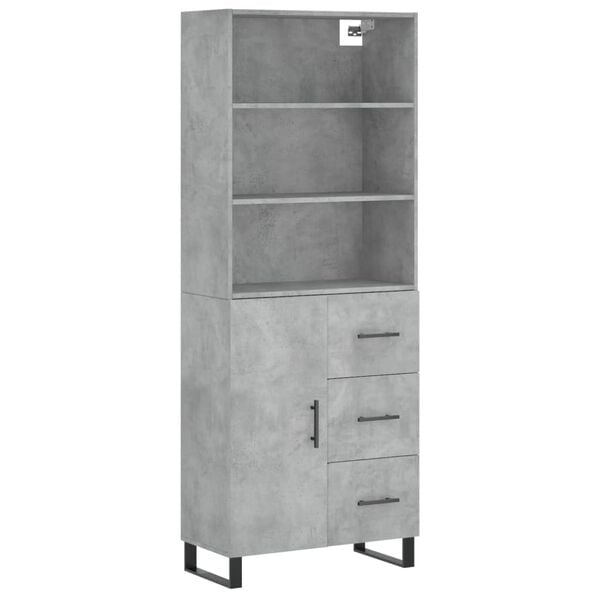 vidaXL Highboard Concrete grey Engineered wood, Iron 27.4x13.4x70.9 in
