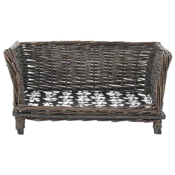 vidaXL Dog Basket Grey & Black and White Willow & Fabric