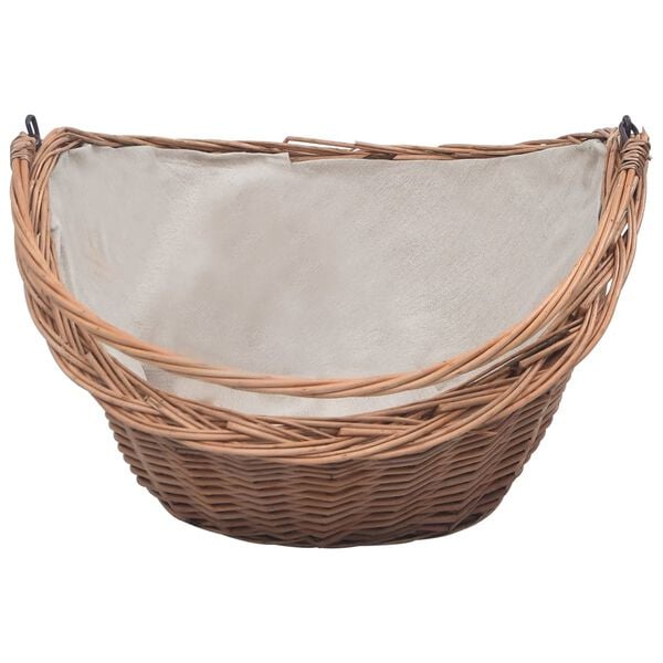 vidaXL Firewood Basket with Handle 23.6"x17.3"x21.7" Natural Willow