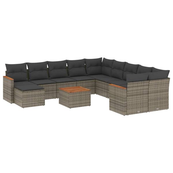 vidaXL Garden Sofa Set Grey with Dark Grey Cushions