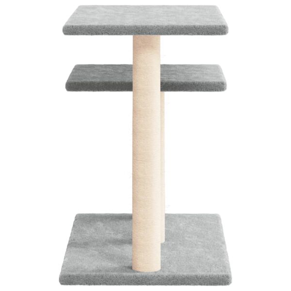 vidaXL Cat Scratching Post Light Grey Engineered wood, plush, sisal