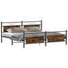 vidaXL Bed Frame Smoked Oak Steel, Engineered Wood Double Bed Bed Frame