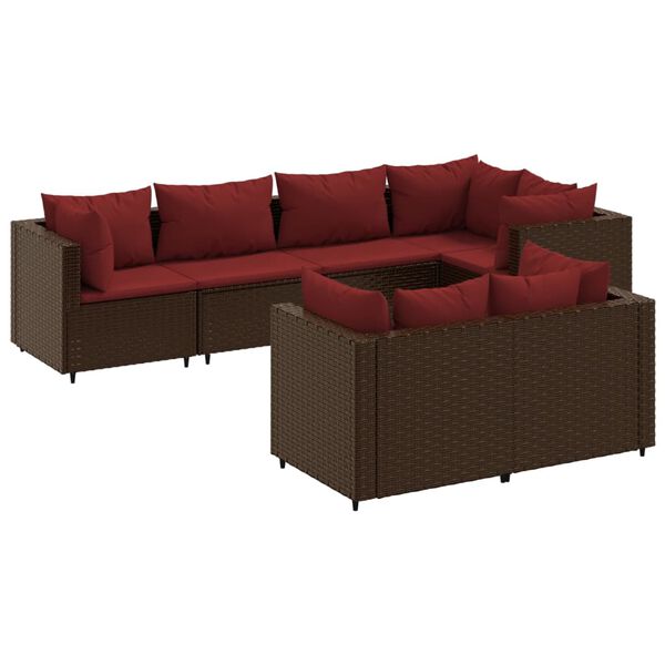vidaXL Patio Lounge Set Set of 7 Brown, Cinnamon Red