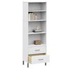 vidaXL Bookcase White Solid pine wood, metal Tall Bookcase Rectangular