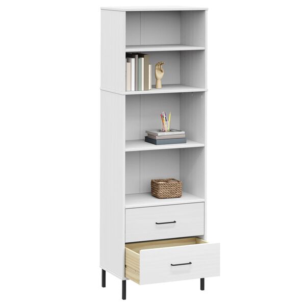 vidaXL Bookcase White Solid pine wood, metal Tall Bookcase Rectangular
