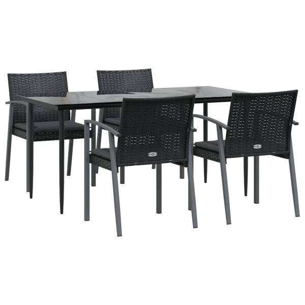 vidaXL Garden Dining Set Black, Dark grey