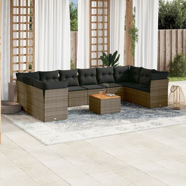 vidaXL Garden Sofa Set Grey PE Rattan Modular Garden Sofa Set