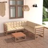vidaXL Garden Lounge Set Honey Brown Solid pinewood, fabric (100% polyester)
