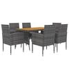 vidaXL Outdoor Dining Set Grey PE rattan, steel, solid acacia wood Compact