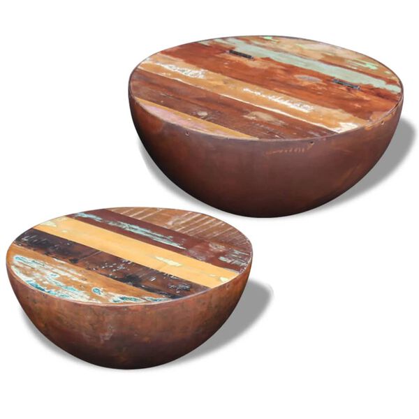 vidaXL Coffee Table Set of 2 Multicolour Reclaimed wood Small Durable