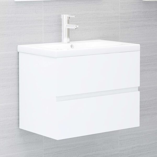 vidaXL Sink Cabinet With Basin White Engineered Wood, Ceramic Standard