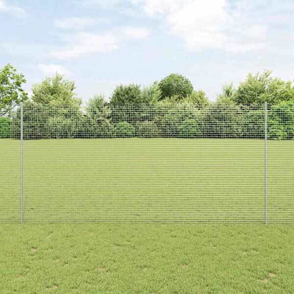 vidaXL Fence and Post Silver 4.92 x 32.81 ft Steel