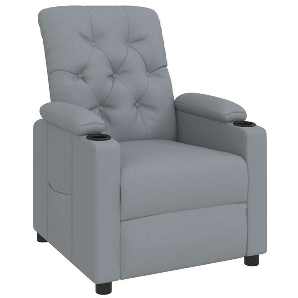 vidaXL Recliner Chair Light Gray 100% Polyester Fabric, Wood, and Metal
