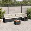 vidaXL Garden Sofa Set Black PE rattan Large Adjustable Armrests
