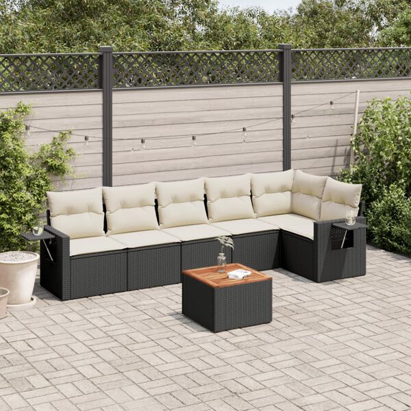 vidaXL Garden Sofa Set Black PE rattan Large Adjustable Armrests