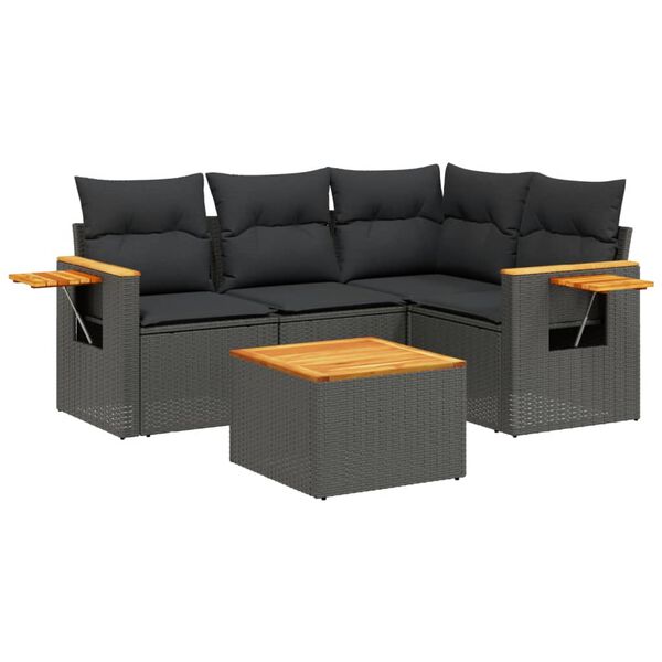 vidaXL Garden Sofa Set Black