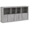 vidaXL Sideboard with LED Lights Gray Sonoma 79.5"x14.6"x39.4"