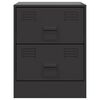 vidaXL Bedside Cabinet Set of 2 Black Steel Medium Bedside Cabinet