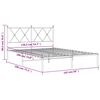 vidaXL Bed Frame White Powder-Coated Steel Double Bed Frame