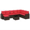 vidaXL 9 Piece Patio Sofa Set with Cushions Brown Poly Rattan