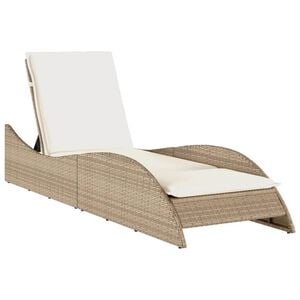 vidaXL Patio Sun Lounger Beige PE Rattan Standard