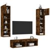 vidaXL 6 Piece TV Wall Units with LED Smoked Oak Engineered Wood