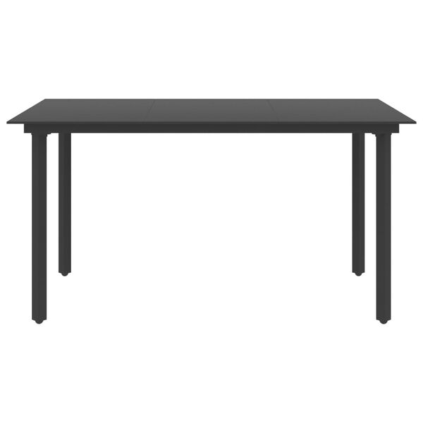 vidaXL Dining Set Black PVC Rattan, Powder-Coated Steel, Glass 5-piece