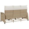 vidaXL Reclining Garden Sofa Beige PE Rattan Medium Adjustable Armrests