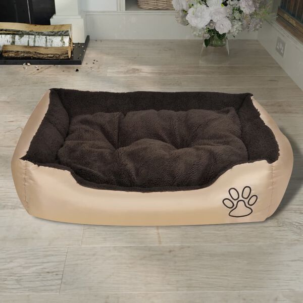 vidaXL Dog Bed Beige and Brown PU Coated Oxford XXL Dog Bed