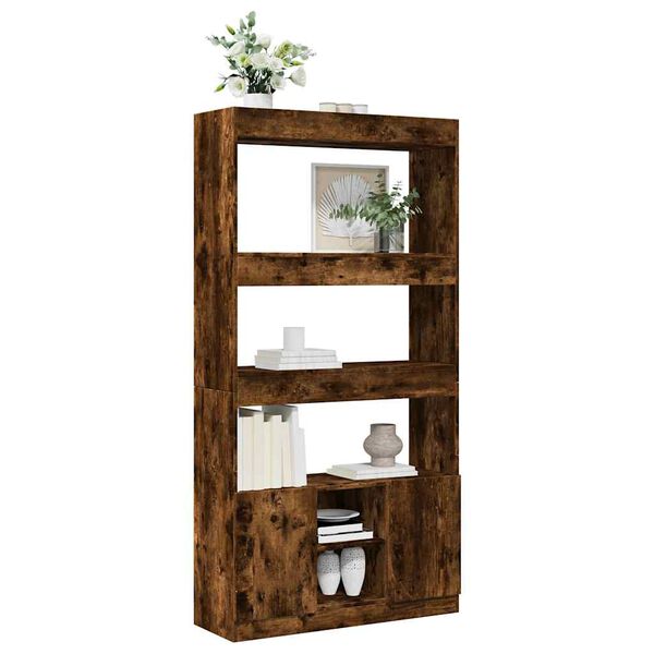 vidaXL Highboard Smoked oak Engineered wood Tall Storage Highboard