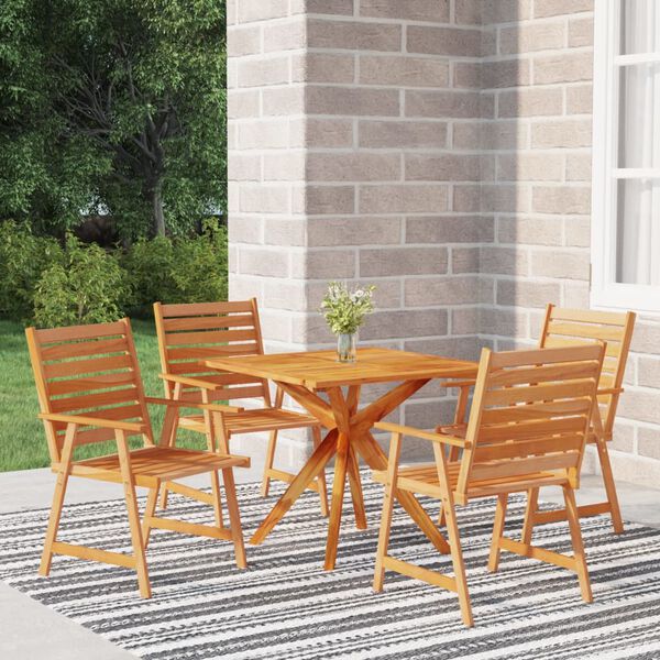 vidaXL Garden Dining Set Natural wood Solid acacia wood 5 piece set