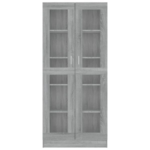 vidaXL Vitrine Cabinet Gray Sonoma Engineered wood, glass Tall