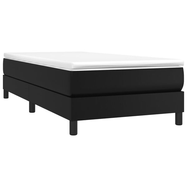 vidaXL Bed Frame Black Faux leather, plywood Twin XL Sturdy Bed Frame