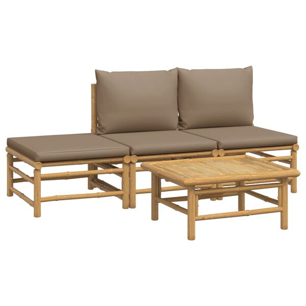 vidaXL Garden Lounge Set Taupe Bamboo, Polyester Medium Modular