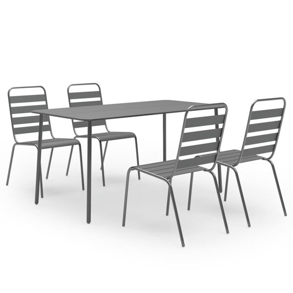 vidaXL Dining Set Dark Gray Steel with e-coated and powder-coated finish