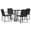 vidaXL Garden Dining Set Black Poly Rattan, Steel, Tempered Glass