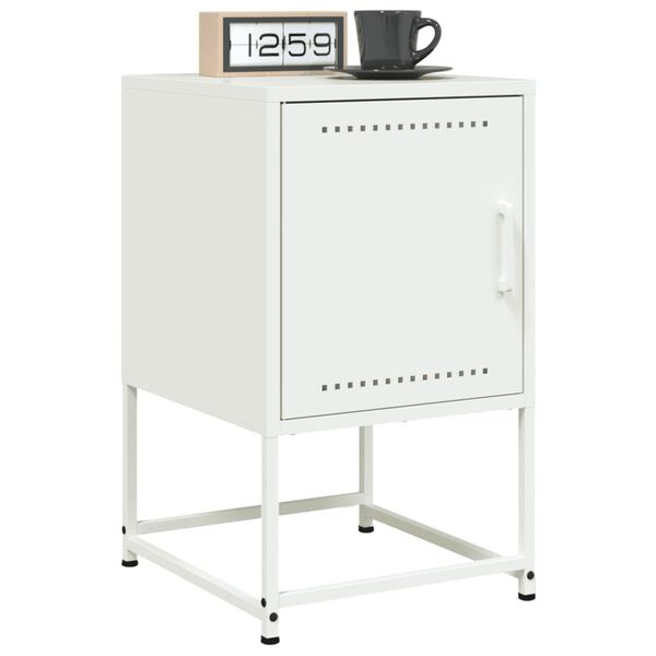 vidaXL Bedside Cabinet Set of 2 White Steel Medium Bedside Cabinet