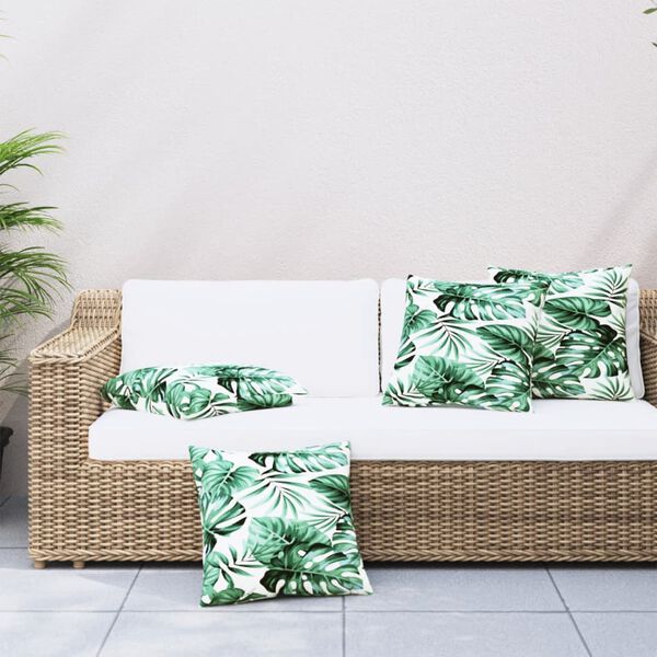 vidaXL Sofa Cushion Set of 4 Leaf pattern 100% polyester 15.7 x 15.7 in