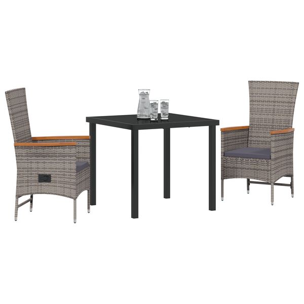 vidaXL Garden Dining Set with Cushion 5 pcs Gray Poly rattan